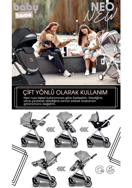 990 Travel Sistem Bebek Arabası Ve Anne Bebek Bakım Çantası Ve Yağmurluk Hediye