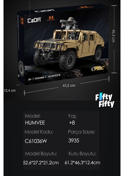 Cada HUMVEE-C61036W (3935 Parça) Profesyonel Oyuncak Yapım Seti