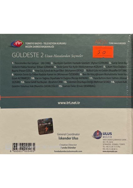 Trt Arşiv Serisi 32 Güldeste 2 Uzun Havalardan Seçmeler CD
