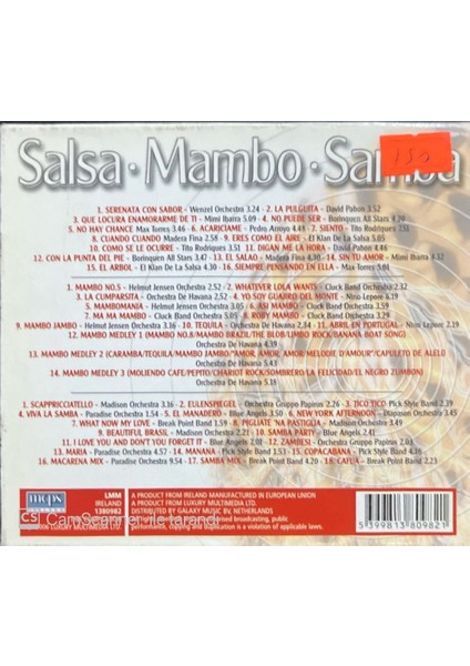 Salsa Mambo - Samba Let's Dance 3 CD’lik Box Set CD fiyatları