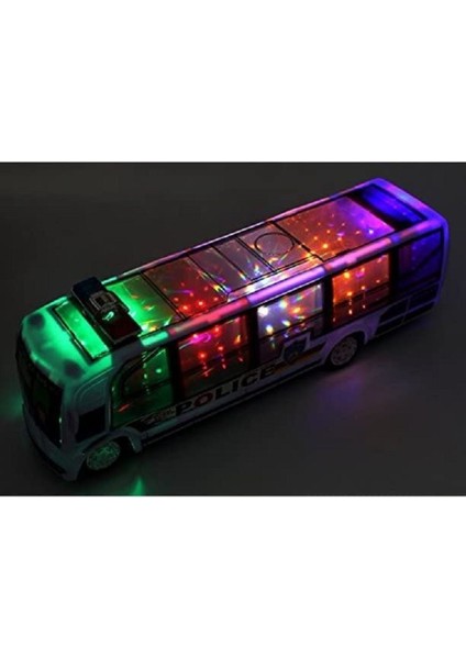 Oyuncak Pilli Polis Otobüsü 26CM 3D Işıklı ve Siren Sesli Çarp Dön Özellikli fiyatları