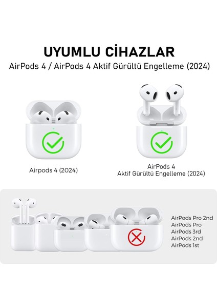 Airpods 4.nesil / Anc Liquid Silicone Lansman Koyu Yeşil