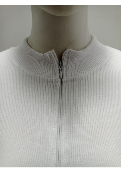 Beyaz Darkalıp Slimfit Soft Touch Zip Finger Detail Kaşkorse Fermuarlı Parmak Detaylı Body modelleri