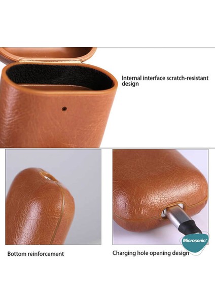 Airpods 4.nesil / Anc Kılıf Litchi Texture Koyu Kahverengi