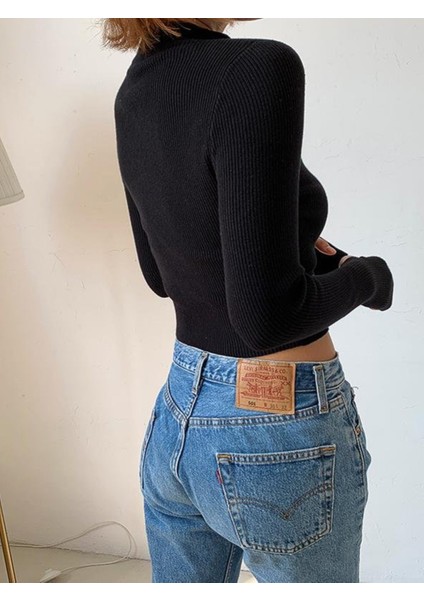 Siyah Darkalıp Slimfit Soft Touch Zip Finger Detail Kaşkorse Fermuarlı Parmak Detaylı Body fırsatları