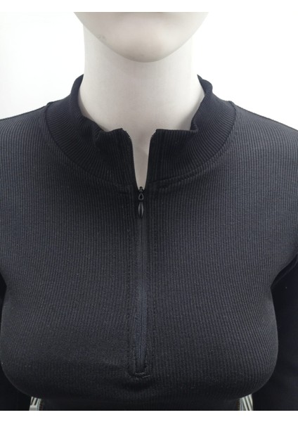 Siyah Darkalıp Slimfit Soft Touch Zip Finger Detail Kaşkorse Fermuarlı Parmak Detaylı Body modelleri