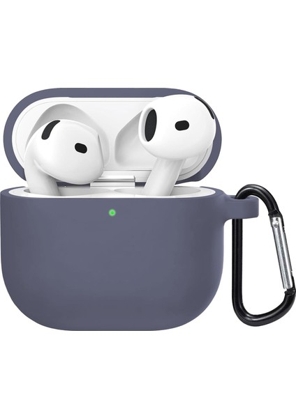 Airpods 4.nesil / Anc Liquid Silicone Lansman Lavanta Grisi