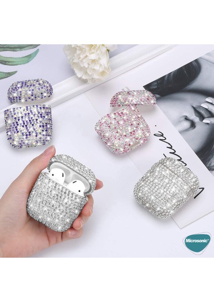 Airpods 4.nesil / Anc Kılıf Diamond Swarovski Görünümlü Taşlı Pembe