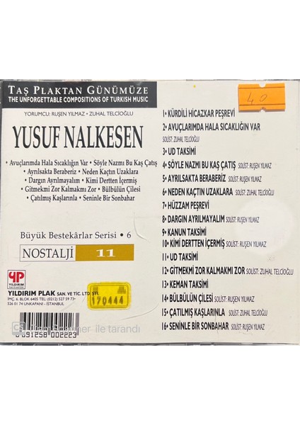 Taş Plaktan Günümüze Yusuf Nalkesen CD