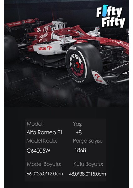Cada Alfa Romeo F1 Orlean C42 -C64005W (1868 Parça) Oyuncak Yapım Seti
