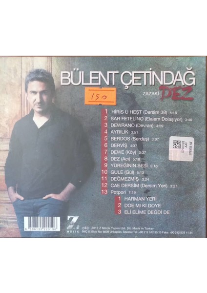 Bülent Çetindağ - Zazaki Dez CD