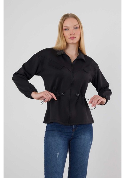 9167M Bel Lastik Fermuarlı Sweat Siyah modelleri