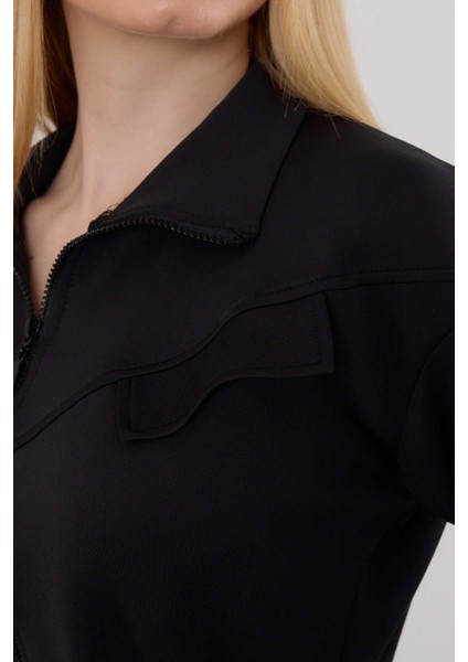 9167M Bel Lastik Fermuarlı Sweat Siyah indirimleri