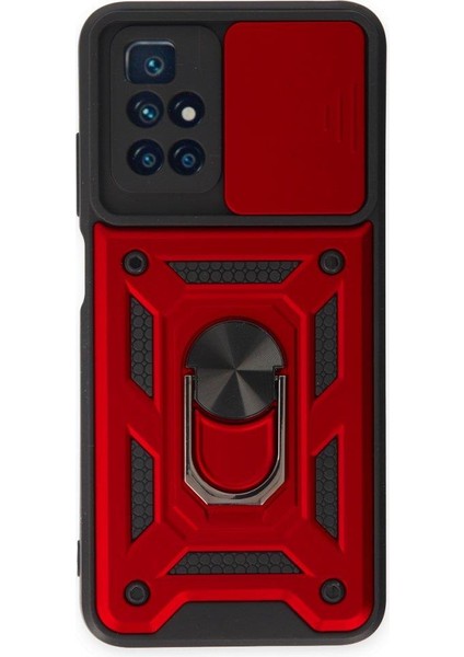 Xiaomi Redmi 10 2022 Ile Uyumlu Kılıf Kamera Korumalı Sürgülü Yüzüklü Standlı Tank