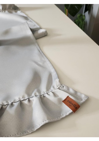 Cemre Saten 2-Kenar Fırfırlı Vintage Runner Örtü Gri 40 x 110