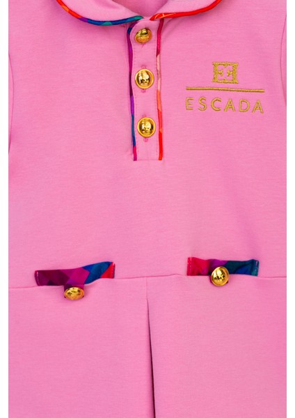 Polo Yaka Kısa Kol Pembe Bebek Elbise