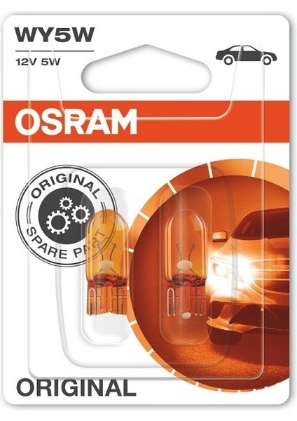 12V 5W T10 Orta Dipsiz Sarı Ikili Blıster Pack