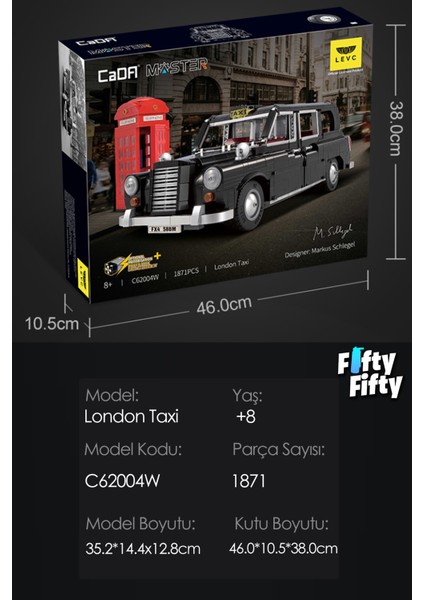 Cada London Taxi -C62004W (1871 Parça) Profesyonel Oyuncak Yapım Seti