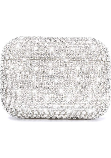 Airpods 4.nesil / Anc Kılıf Diamond Swarovski Görünümlü Taşlı Gümüş