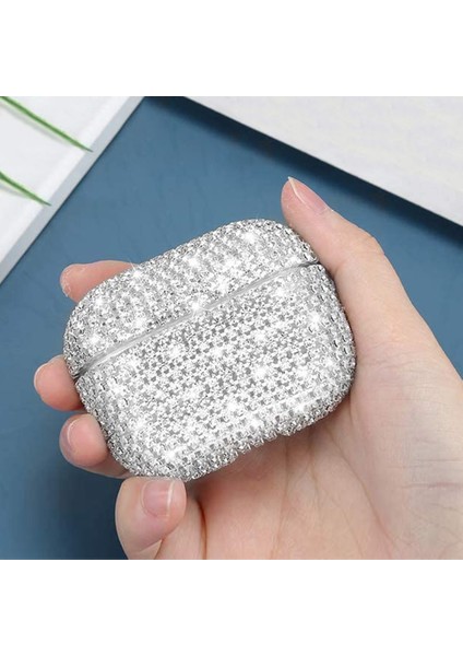 Airpods 4.nesil / Anc Kılıf Diamond Swarovski Görünümlü Taşlı Gümüş
