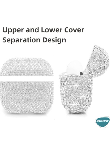Airpods 4.nesil / Anc Kılıf Diamond Swarovski Görünümlü Taşlı Gümüş