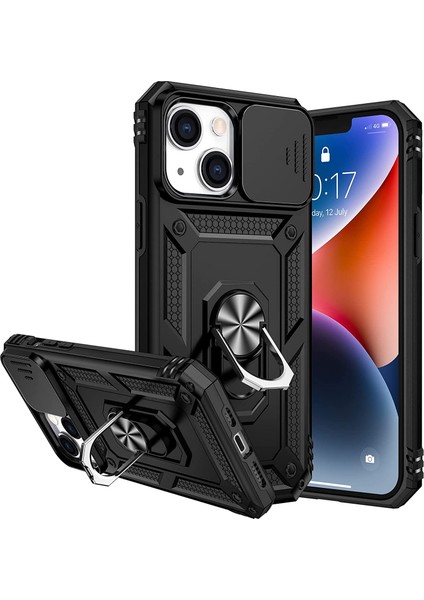 iPhone 14 Kılıf Magnetik Standlı Kamera Korumalı Zore Sürgülü Vega Kapak