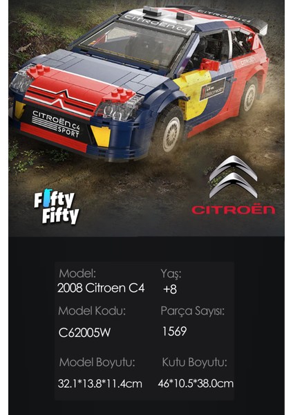 Cada Citroen C4 Wrc 2008 -C62005W (1569 Parça) Profesyonel Oyuncak Yapım Seti