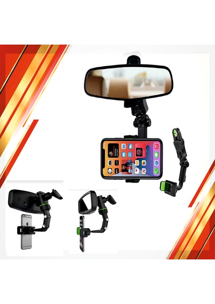 Evrensel Çok Fonksiyonlu 360 Derece Dönebilen Cep Telefonu Tutacağı Araba Dikiz Aynası Tutacağ