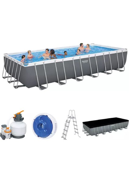 56475 Steel Pro Max Prefabrik Aile Havuzu 732X366X132CM Örtü Merdiven Kum Filtreli Set