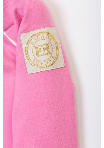 Yaka Düğmeli Uzun Kol Pembe Bebek Sweatshirt