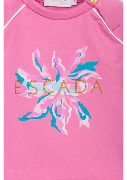 Yaka Düğmeli Uzun Kol Pembe Bebek Sweatshirt