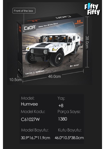 Cada Humvee -C61027W (1380 Parça) Profesyonel Oyuncak Yapım Seti