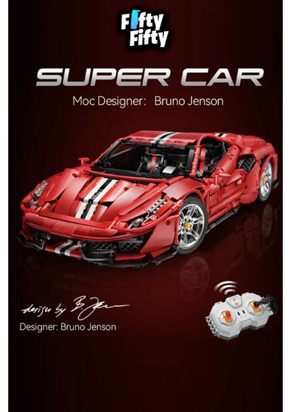 Cada Italian Red Supercar -C61042W (3187 Parça) Uzaktan Kumandalı Oyuncak Yapım Seti