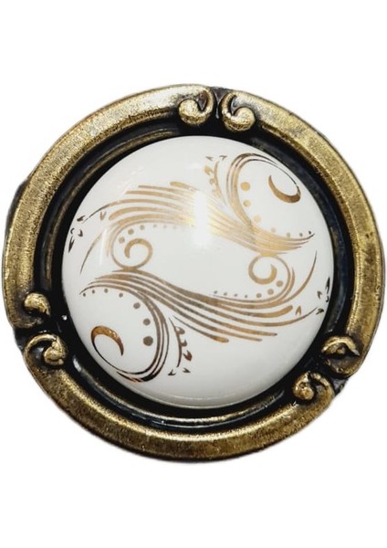 Porselen Düğme Kulp Metal Antiksarı Motifli / 5 Adet modelleri