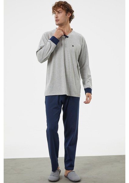 V Yaka Rahat Kalıp Pijama Takım - Gri fiyatları