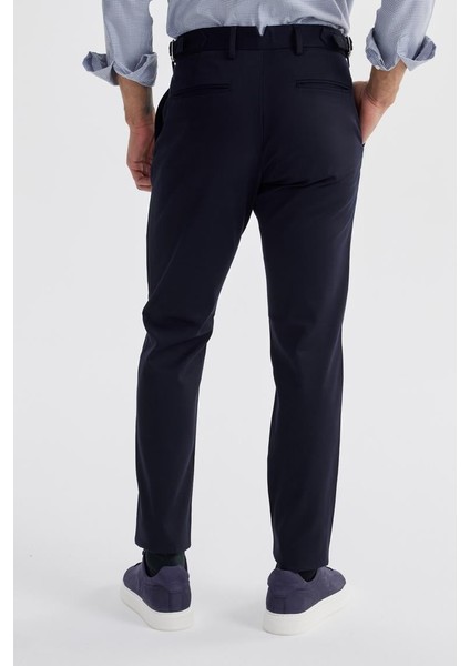Lacivert Comfort Fit Çift Pileli Beli Tokalı Pamuklu Kanvas Pantolon fırsatları