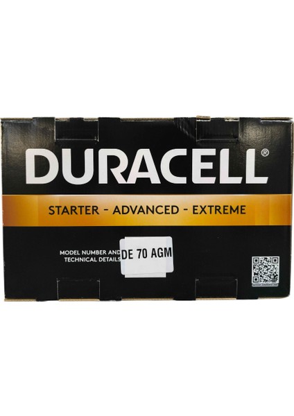 DE70AGM Akü-Duracell Extreme Agm 70/720 278×175*190