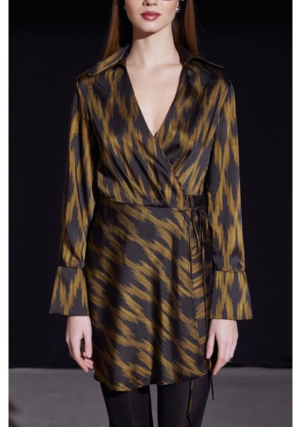 Rambi Bağlamalı Kruvaze Elbise Siyah modelleri