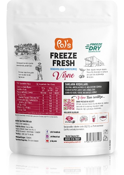 Pol's Freeze Fresh Vişne 25 g x 3 Adet Freeze Fresh Dondurularak Kurutulmuş Meyve