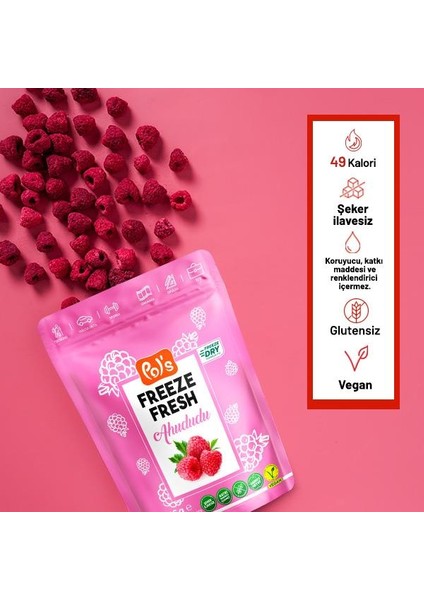 Pol's Freeze Fresh Ahududu 16 g x 3 Adet Freeze Dry Dondurularak Kurutulmuş Meyve