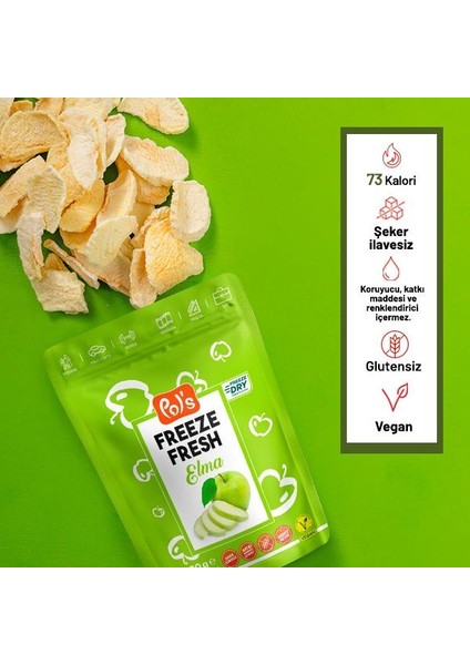 Pol’s Freeze Fresh Çilek 20 g x 1 Adet, Elma 15 g x 1 Adet, Muz 20 g x 1 Adet Freeze Dry Dondurularak Kurutulmuş Meyve