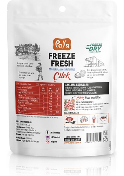 Pol’s Freeze Fresh Çilek 20 g x 1 Adet, Elma 15 g x 1 Adet, Muz 20 g x 1 Adet Freeze Dry Dondurularak Kurutulmuş Meyve