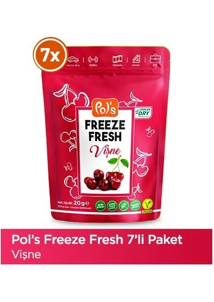 Pol's Freeze Fresh Vişne 25 GR x 7 Adet Freeze Dry Dondurularak Kurutulmuş Meyve