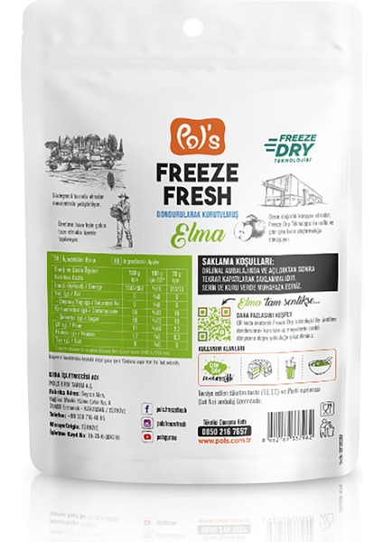 Pol's Freeze Fresh Elma 3 adet x 15 g Dondurularak Kurutulmuş Meyve