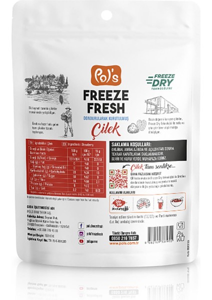 Pol's Freeze Fresh Çilek 15 g x 3 adet Dondurularak Kurutulmuş Meyve