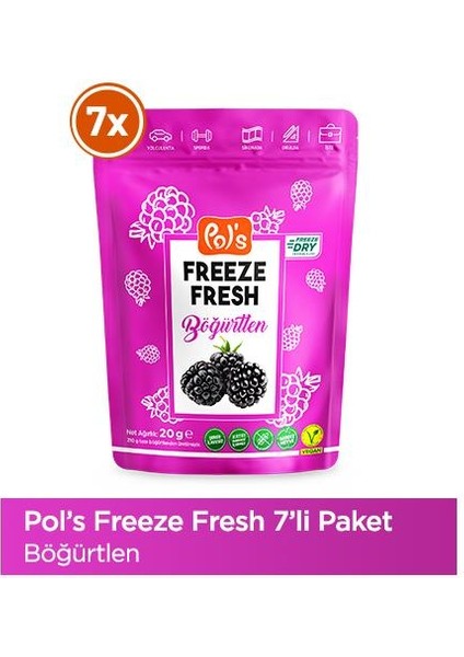 Pol's Freeze Fresh Böğürtlen 20 g x7 Adet Freeze Dry Dondurularak Kurutulmuş Meyve