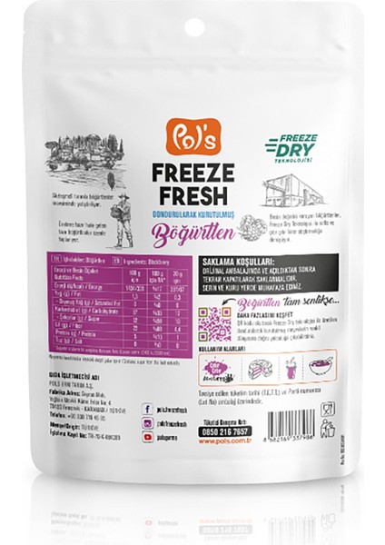 Pol's Freeze Fresh Böğürtlen 20 g x7 Adet Freeze Dry Dondurularak Kurutulmuş Meyve