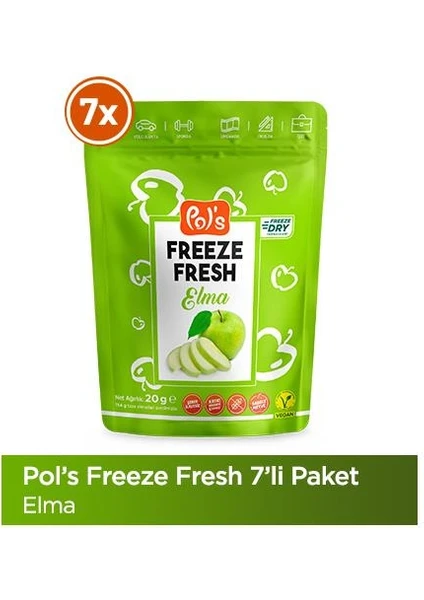 Pol's Freeze Fresh Elma 20 g x7 Adet Freeze Dry Dondurularak Kurutulmuş Meyve