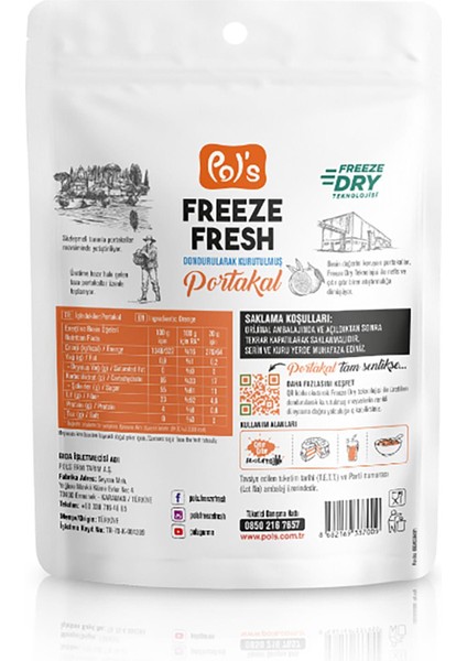 Pol's Freeze Fresh Portakal 20 GRx 7 Adet (Freeze Dry Dondurularak Kurutulmuş Meyve)