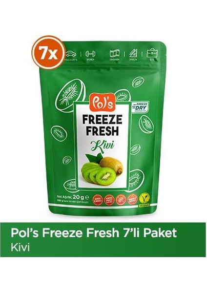 Pol's Freeze Fresh Kivi 20 g x 7 Adet Freeze Fresh Dondurularak Kurutulmuş Meyve